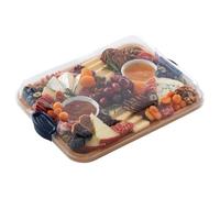 Ujjdwiurgh Planche à Découper avec Compartiments Intégrés et Couvercle Verrouillable Transparent avec Poignées, Parfaite pour la Charcuterie, les Collations et plus Encore