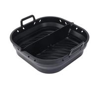 Ujjdwiurgh Plaque en Silicone pour Friteuse Sans, Moule à Pâtisserie Carré Réutilisable, Accessoire de Cuisine pour Friteuse Sans Pliable de 8,5 Pouces, Outil de Cuisson pour Friteuse, Noir