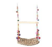 Ujjdwiurgh Plate-Forme Tissée en Jonc de Mer pour Oiseaux avec Support de Perche en Bois, Hamac Suspendu pour Escalade d'oiseaux