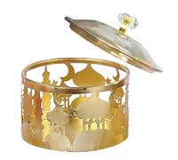 Ujjdwiurgh Plateau de Ramadan avec Couvercle - Plateau en Métal Doré Eid Mubarak, Plateau Ramadan, Boîte à Bonbons, Récipient de Rangement pour Aliments, Boîte à, Boîte à Bibelots,