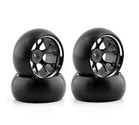Ujjdwiurgh Pneus de DéRive en Plastique Dur Pneu Jante de Roue en MéTal pour 284131 K969 K989 Mini-Z 1/28 PièCes de Voiture RC, Noir