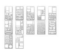 Ujjdwiurgh Pochoirs de planification de formes géométriques pour journal intime, scrapbooking, pochoirs de 1 à 12