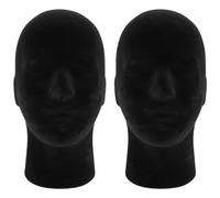 Ujjdwiurgh PolystyrèNe Mousse Noire ModèLe Mannequin TêTe Mannequin Stand Affichage Chapeau, 2 X NOIR