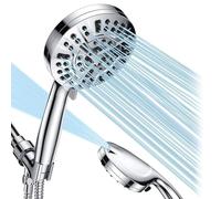 Ujjdwiurgh Pommeau de douche à main 10 modes avec haute pression, tuyau en acier inoxydable de 150 cm et support réglable en laiton inclus
