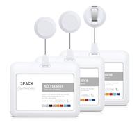 Ujjdwiurgh Porte-Badge D'Identification avec Clips Rétractables pour Bobine de Badge, Paquet de 3 Horizontaux Blancs