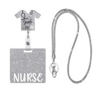 Ujjdwiurgh Porte-Badge D'Infirmière, Pince Crocodile Rotative en Acrylique, Boucle Facile à Tirer, Porte-Badge Télescopique, Porte-Carte