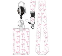 Ujjdwiurgh Porte-Badge Rétractable avec Cordon, Cordon Imprimé Nœud avec Porte-Carte D'Identité, Cordons Détachables pour Badges D'Identification pour Femmes