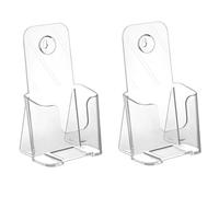 Ujjdwiurgh Porte-Brochures en Acrylique avec Dos Incliné, Présentoir Transparent, Support de Table en Plastique, Lot de 2, Facile à Utiliser, Environ 19,5 cm