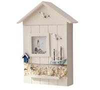 Ujjdwiurgh Porte-Clés D'Armoire Murale, Boîte de Rangement de Clés de Maison en Bois, Modèle de Statue de Style Méditerranéen, Décoration Murale de Maison, Voilier