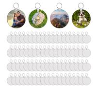 Ujjdwiurgh Porte-Clés de Sublimation Vierges Double Face 80 Porte-Clés de Sublimation MDF Vierges avec 160 Anneaux et Clips