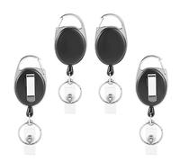 Ujjdwiurgh Porte-CléS Extensible, Lot de 4 Bobines de Badge D'Identification avec Sangle en Vinyle et Porte-CléS, Cordon Extensible, Mousqueton
