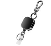 Ujjdwiurgh Porte-Clés Rétractable en Métal, Porte-Clés en Métal Robuste, Porte-Badge D'Identification, Mousqueton avec Clip de Ceinture, Cordon en Acier de 27,5 Pouces