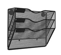 Ujjdwiurgh Porte-documents magnétique à 3 niveaux sans perçage, sans montage, organiseur de magazines noir pour réfrigérateur bureau