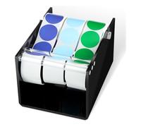 Ujjdwiurgh Porte-étiquette réglable en acrylique pour distributeur de rouleaux d'autocollants, système de montage à 3 disques Noir