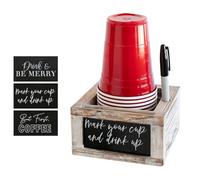 Ujjdwiurgh Porte-gobelet avec fente pour marqueur en bois pour marquer votre tasse et boisson avec panneaux interchangeables, compatible avec le café