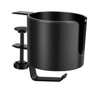 Ujjdwiurgh Porte-gobelet de bureau 2 en 1 pour tasses à café, tasses à eau, casque de jeu, support de casque antidérapant et réglable, noir