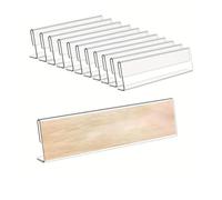 Ujjdwiurgh Porte-Noms en Acrylique 12 Pièces, Support de Plaque de Nom de Bureau, Support D'Affichage Transparent 2x8 Double Face.