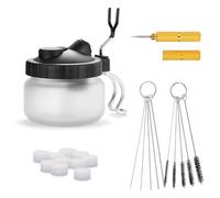 Ujjdwiurgh Pot de nettoyage pour verre, filtre à racloir, aiguille et brosses tubulaires - Kit de nettoyage pour aérographe