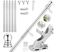 Ujjdwiurgh Poteau de Drapeau pour Maison, Anneaux de Drapeau Gratuits et Support à 2 Positions, Poteau de Drapeau Résistant à la Rouille avec Rotation à 360°, pour Sport en Plein Air pour Drapeau.