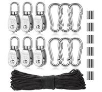 Ujjdwiurgh Poulie en acier inoxydable 304 pour corde métallique avec anneau en U, crochet de suspension, outil d'économie, facile à remplacer