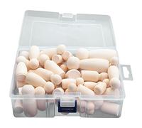 Ujjdwiurgh PoupéEs en Bois, 56 PièCes Inachevé DéCoratif Bricolage Minuscule Corps de PoupéE Peint Personnes en Bois Naturel avec des Chapeaux