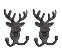 Ujjdwiurgh Pour Crochets à Clés Muraux Suspendus - Crochets en Fonte en Forme de Tête de Cerf Décoratifs (Paquet de 2), Support Vintage au Design Animal.