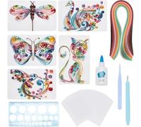 Ujjdwiurgh Pour Débutants - 20 Ensembles de Kits de Paper Quilling Comprenant 20 Cartes, Outils et Fournitures - Décoration Murale à