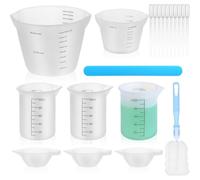 Ujjdwiurgh Pour la Résine pour les Tasses à Mesurer les Époxy 7 Pcs en Silicone Cuisine de Cuisson à Cuisson, Comprend les Tasses de Distribution Inclue 3