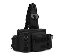 Ujjdwiurgh pour Matériel de Pêche, Boîte à Leurres, Sac de Rangement pour Équipement, Sac Banane, de Pêche à la Mouche avec Porte-Canne, Sac à Bandoulière-A