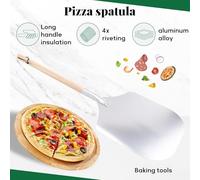 Ujjdwiurgh Poussoir à Pizza, Pelle à Pizza en Aluminium Inoxydable (90 Cm) - Pratique et Solide, Poussoir à Pizza avec Bords Arrondis
