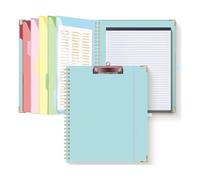 Ujjdwiurgh Presse-Papiers, 5 SéParateurs avec 10 Poches, Porte-Stylo éLastique et éTiquettes de Dossier, Presse-Papiers en Spirale pour InfirmièRe, Tableau D'Art Bleu