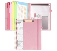 Ujjdwiurgh Presse-Papiers en Spirale avec Sac de Rangement à Fermeture Éclair, Sac de Rangement avec Porte-Documents, 5 Dossiers Divisés Rose