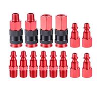 Ujjdwiurgh Quick Connect Kit de raccords de tuyau d'air NPT 6,35 mm avec raccords et bouchons en aluminium (14 pièces)