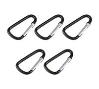 Ujjdwiurgh R 5X Randonnee Charge par Ressort 4mm Dia Noir Alliage d'aluminium Mousqueton Crochets