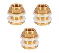 Ujjdwiurgh Raccord de Cloison en Laiton, 3 Ensembles 1/2 Pouces 3/4 Pouces Mâle Connecteur de RéServoir D'Eau en Laiton Fileté avec Anneaux en Silicone