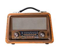 Ujjdwiurgh Radio RéTro Portable en Bois Haut-Parleurs Bluetooth sans HiFi StéRéO Lecteur de Radio AM/FM USB TF AUX MP3, Couleur Bois Jaune