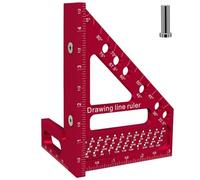 Ujjdwiurgh Règle de Traçage à Trous Carrés pour Menuisier, Règle de Mesure avec Broche D'Angle, Outil de Précision pour le Travail Du Bois