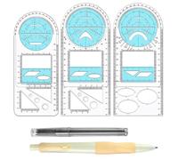 Ujjdwiurgh Règle Géométrique Multifonctionnelle, Modèle de Dessin Géométrique, Outil de Mesure, Règles de Brouillon pour le Bâtiment Scolaire