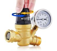 Ujjdwiurgh Régulateur de pression d'eau pour camping-car, réducteur de pression d'eau réglable avec jauge et filtre d'écran d'entrée pour camping-car