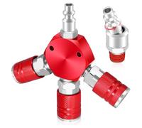 Ujjdwiurgh Répartiteur de Tuyau D'Air à 3 Voies, Collecteur D'Air, Répartiteur de Compresseur D'Air 1/4 NPT, avec Bouchons D'Air Pivotants de Type Industriel NPT de 1/4 Pouce