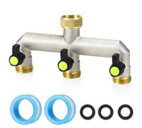 Ujjdwiurgh Répartiteur de tuyau d'arrosage en laiton - Répartiteur de tuyau d'arrosage 3 voies très résistant, répartiteur de robinet extérieur avec vannes d'arrêt, 1,9 cm