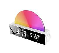 Ujjdwiurgh RéVeil Sunrise, Wake Up Light Dawn Simulator, Lampe Solaire de Chevet Veilleuse Multicolore avec Chargeur USB, Blanc