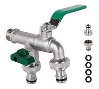 Ujjdwiurgh Robinet à double sortie de 1,27 cm, protection contre la rouille et le gel, robinet en laiton de haute qualité avec double connexion et buse de tuyau