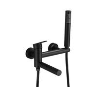 Ujjdwiurgh Robinet de baignoire mural noir mat avec bec pivotant, grue de baignoire longue portée, mitigeur de douche à poignée unique