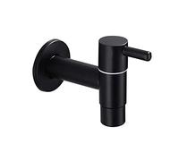 Ujjdwiurgh Robinet d'évier en acier inoxydable 304 pour salle de bain, machine à laver, robinet d'eau froide pour jardin, extérieur (noir)