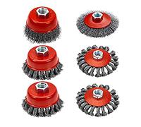 Ujjdwiurgh Roue métallique pour meuleuse d'angle de 10,4 cm, roues métalliques à sertir grossier nouées de 10,6 cm, brosse en fil ondulé épais de 7,6 cm