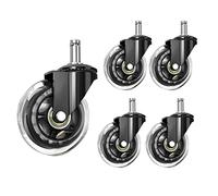 Ujjdwiurgh Roues de Chaise de Bureau Tige de 10 Mm, Compatibles pour les Chaises de Marque, Pièces de Rechange de 3/8 Pouces Accessoires Roulettes de Chaise en Caoutchouc, Lot de 5