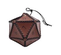 Ujjdwiurgh Sac à dés polyédrique en cuir PU D20, sac à dés DND, marron