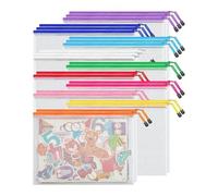 Ujjdwiurgh Sac à Documents en à Fermeture Éclair 10 Couleurs, Sac en au Format Lettre A4, Sac à Fermeture Éclair pour Documents Étanche, 24 Pièces