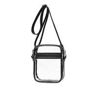 Ujjdwiurgh Sac transparent approuvé par les stades, sac à main transparent avec bandoulière réglable pour le sport en plein air, noir